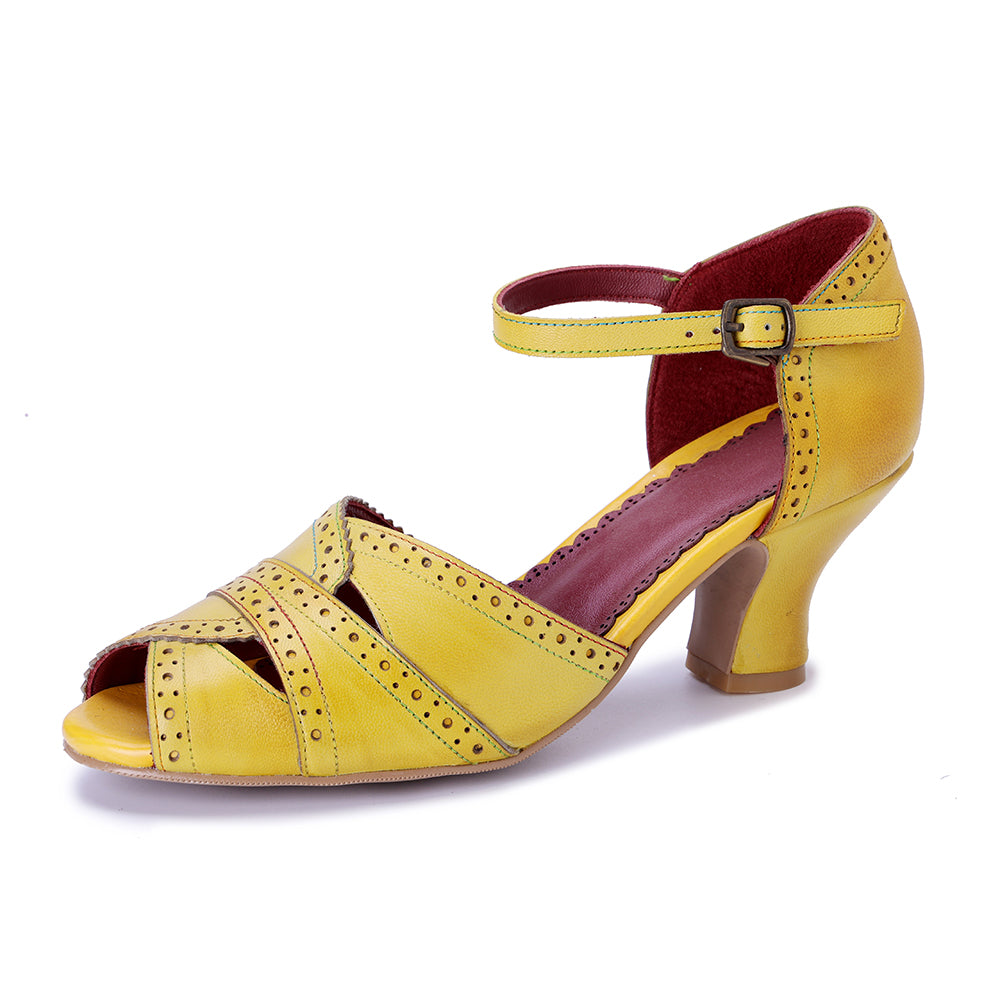 Vicconfy Wrap Embellished Cutout Leather Heeled Sandals
