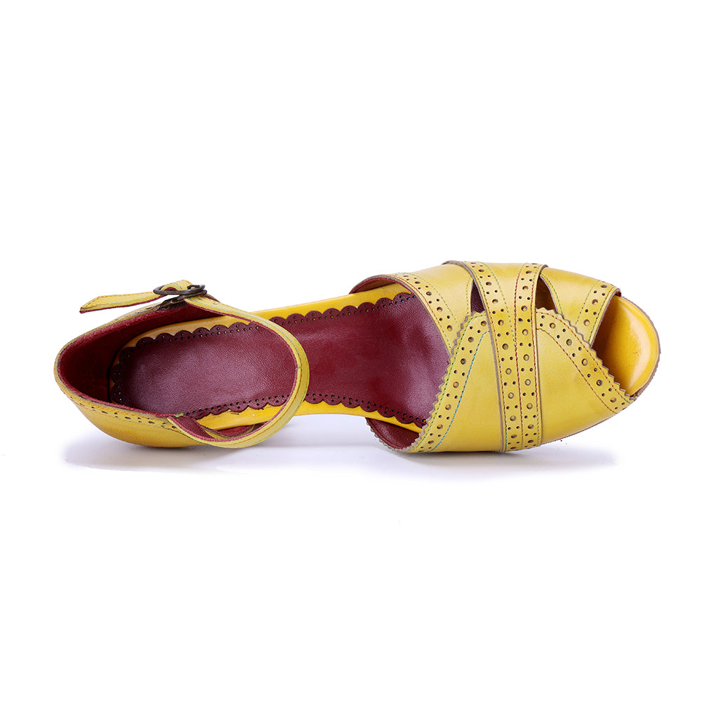 Vicconfy Wrap Embellished Cutout Leather Heeled Sandals