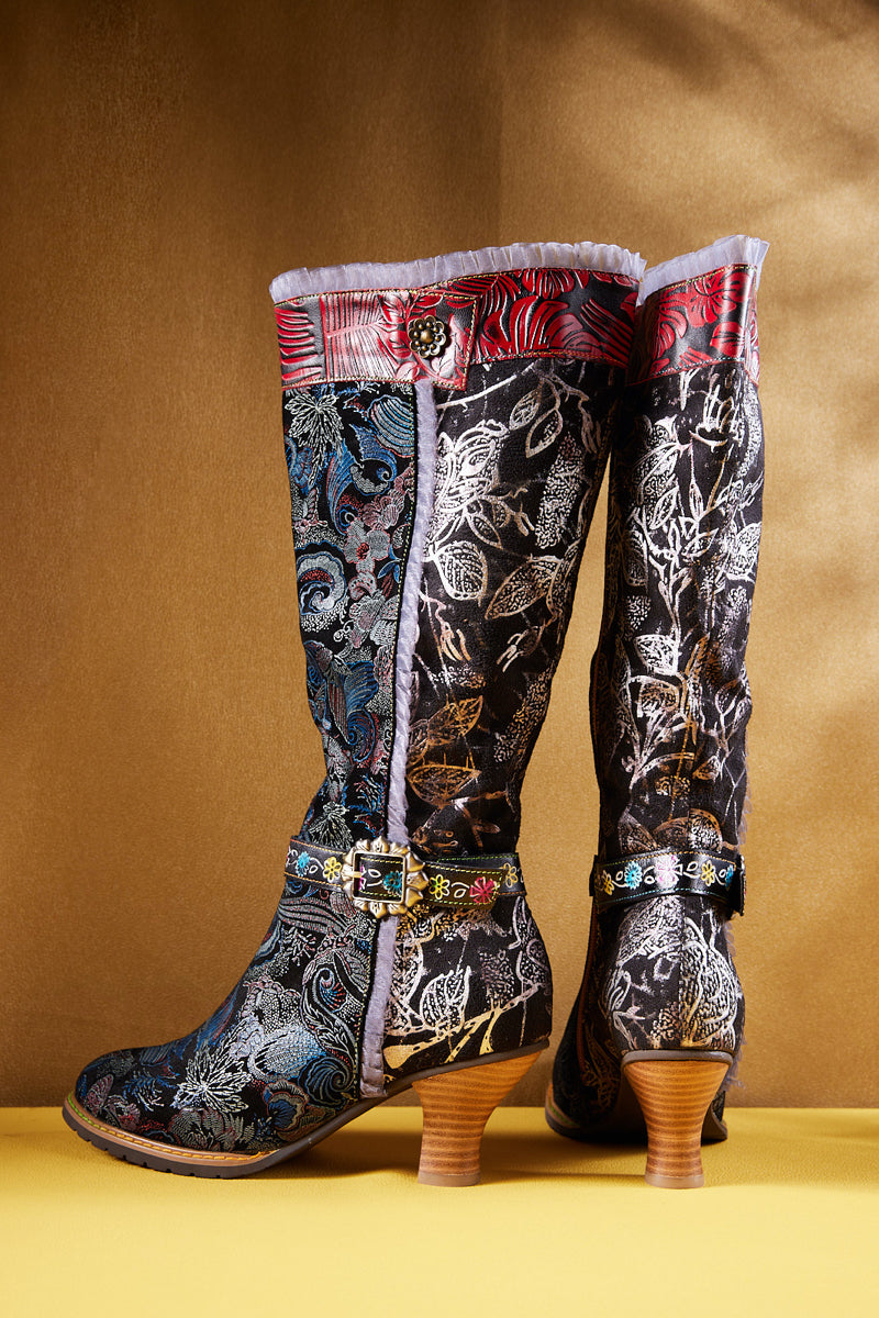Vicconfy | Fairytale Wide Calf Leather Knee High Boots