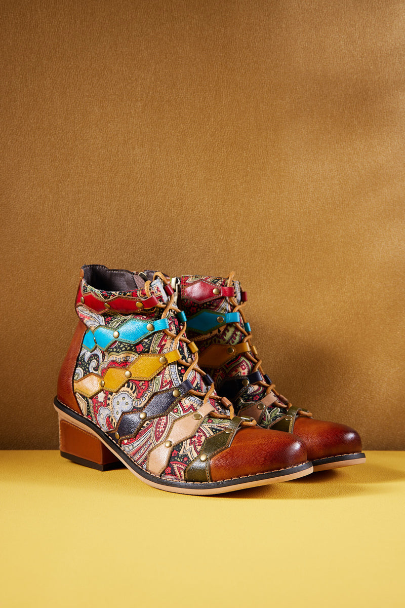 Vicconfy | Show Off Treasure Leather Ankle Boots