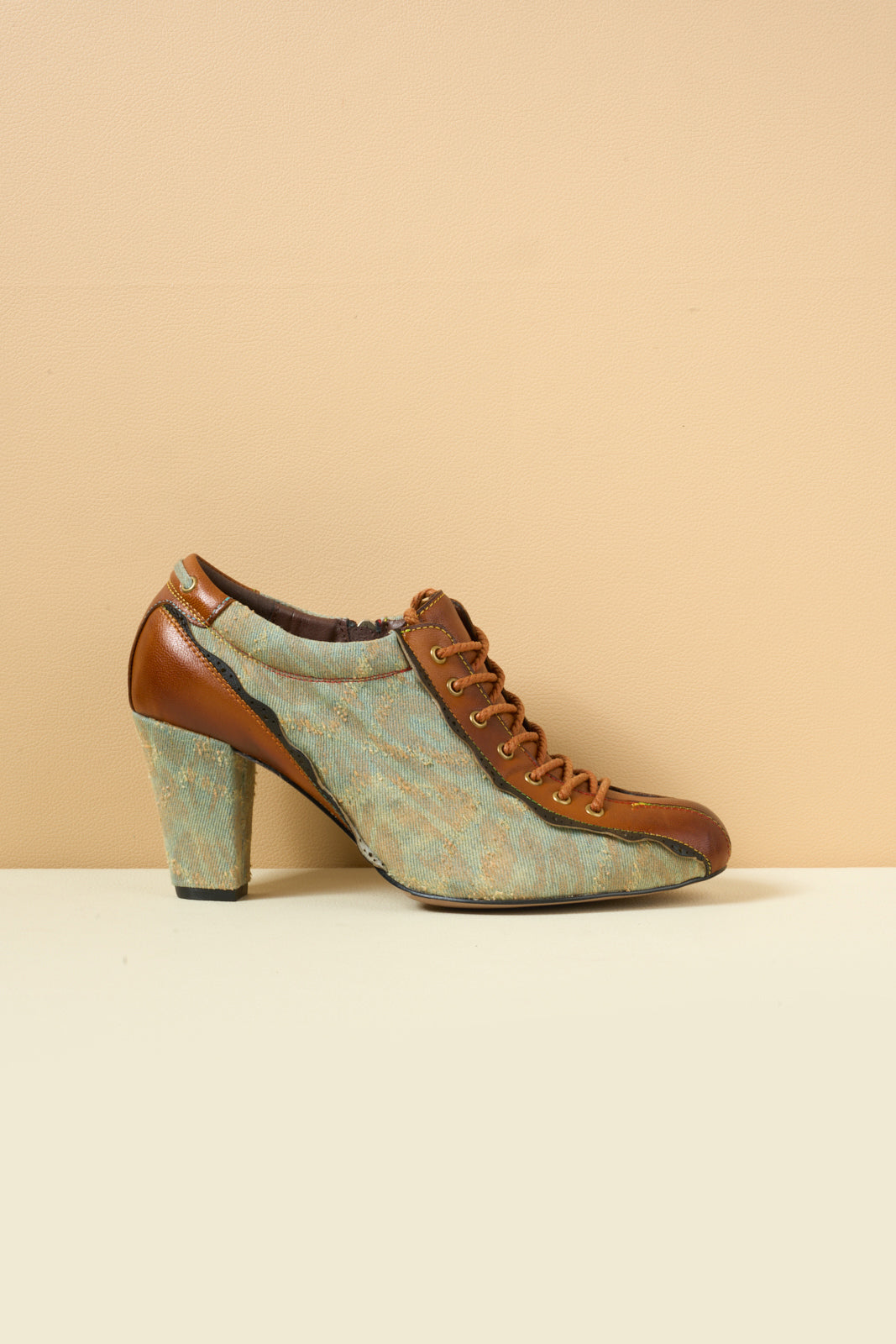 Vicconfy | Meye Vintage Canvas Rips Leather Brogues