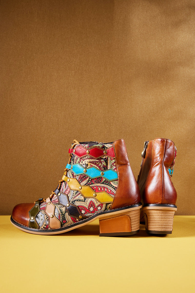 Vicconfy | Show Off Treasure Leather Ankle Boots