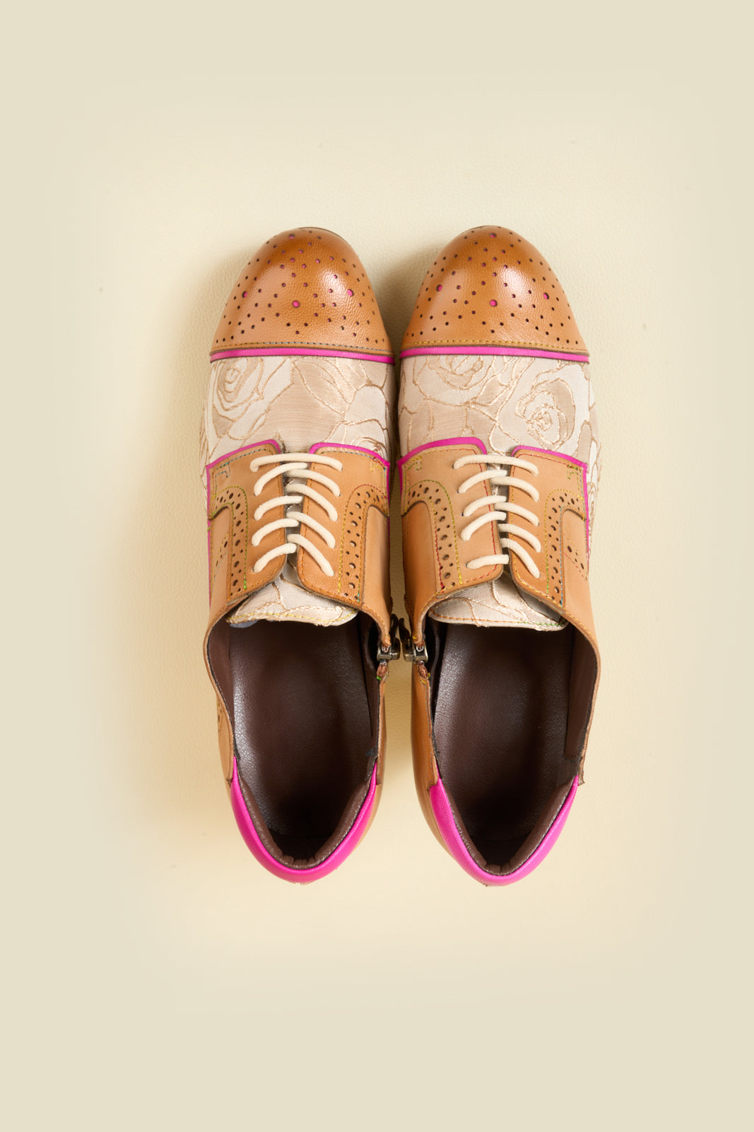 Vicconfy | Roses Harvest Jacquard Leather Oxford