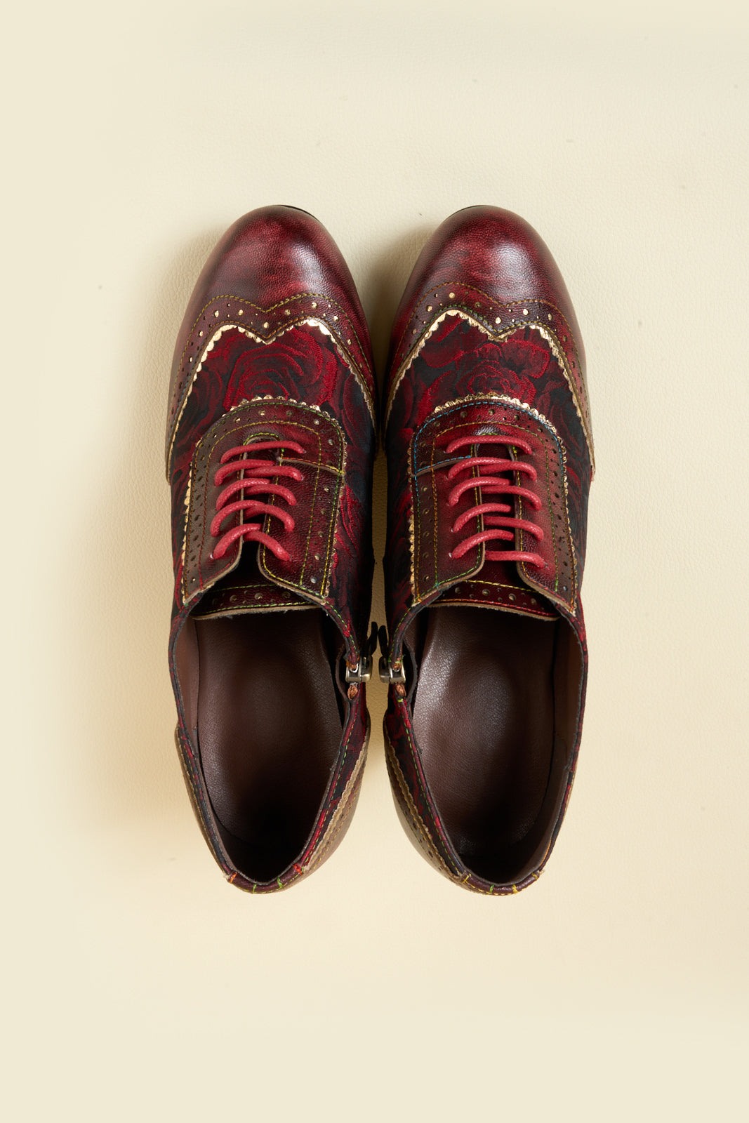 Vicconfy | Send Love Rose Jacquard Leather Oxford