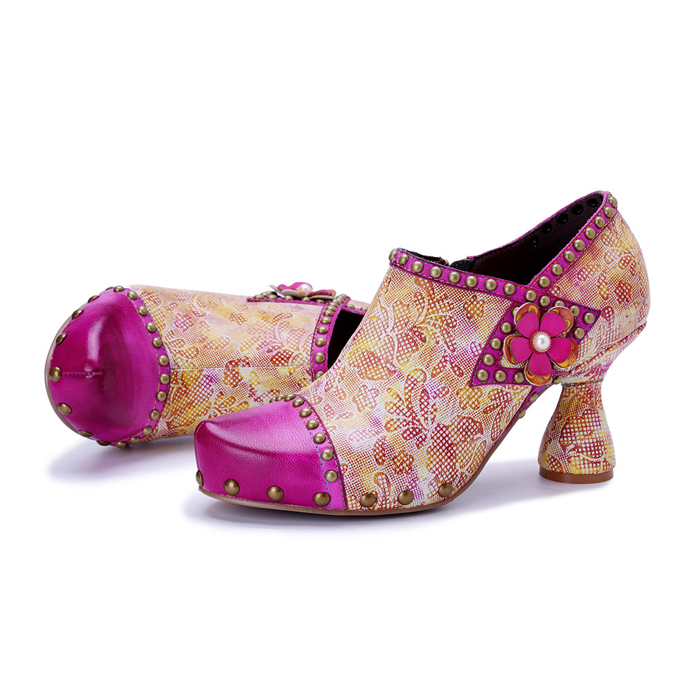 Vicconfy Pink Sweet Ethnic Heels