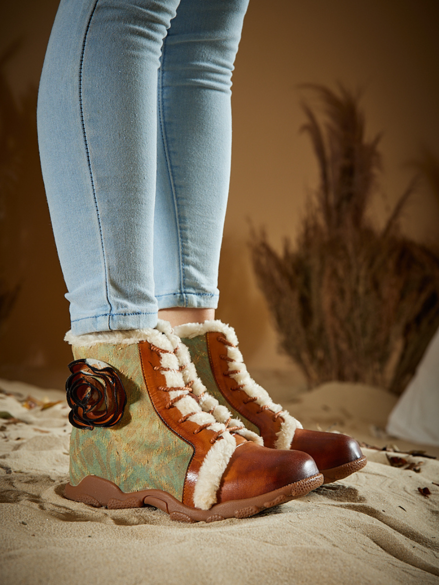 Vicconfy | Wildrose Shearling Leather Combat Boots
