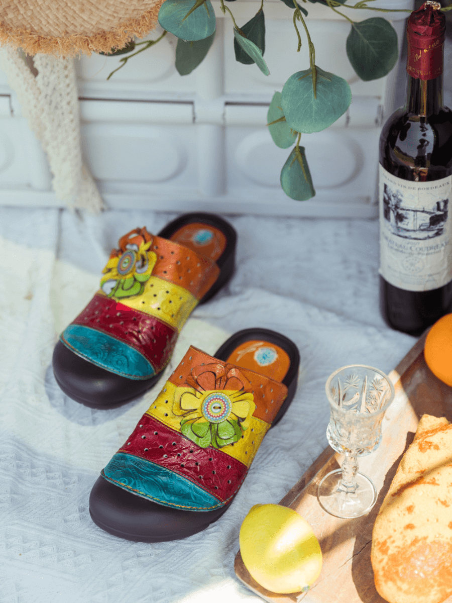 Vicconfy | RAINBOW STREAK LEATHER SANDAL