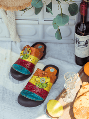 Vicconfy | RAINBOW STREAK LEATHER SANDAL