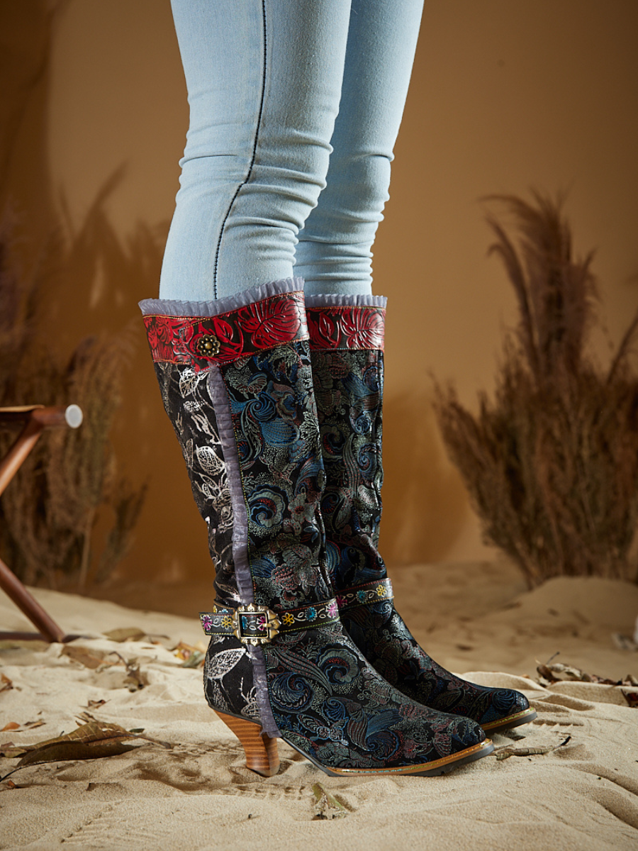 Vicconfy | Fairytale Wide Calf Leather Knee High Boots
