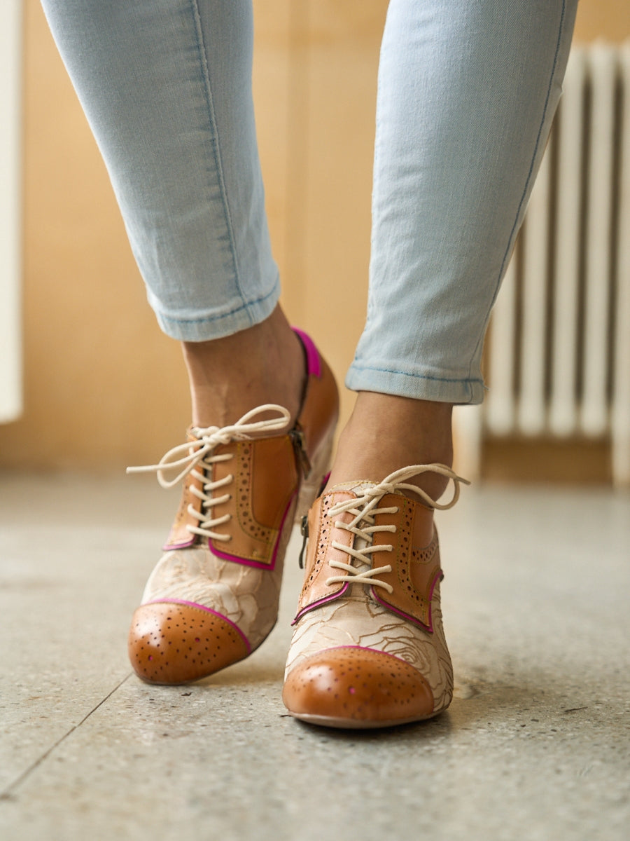 Vicconfy | Roses Harvest Jacquard Leather Oxford