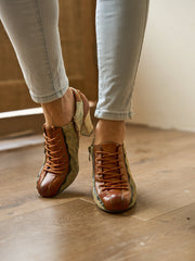 Vicconfy | Meye Vintage Canvas Rips Leather Brogues