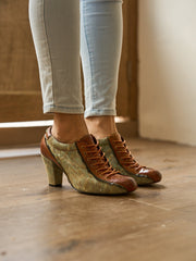 Vicconfy | Meye Vintage Canvas Rips Leather Brogues