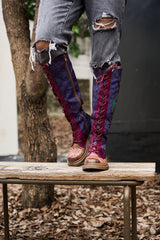Vicconfy | Full of Whimsy Floral Embossed Leather Knee-High Boots