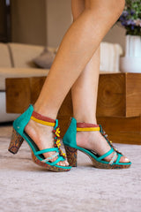 Vicconfy | Eliana Daisy Applique Braided Strap Leather Sandal
