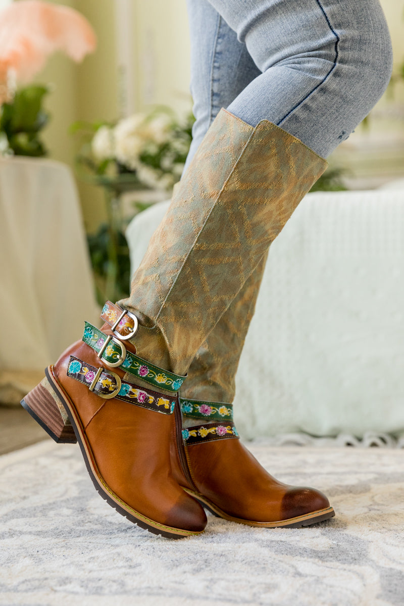 Vicconfy | TRI-STRAP CANVAS LEATHER KNEE HIGH BOOT