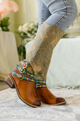 Vicconfy | TRI-STRAP CANVAS LEATHER KNEE HIGH BOOT