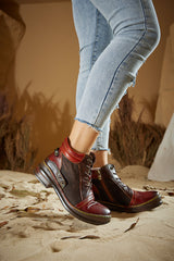 Vicconfy | Runway Muse Leather Combat Boots