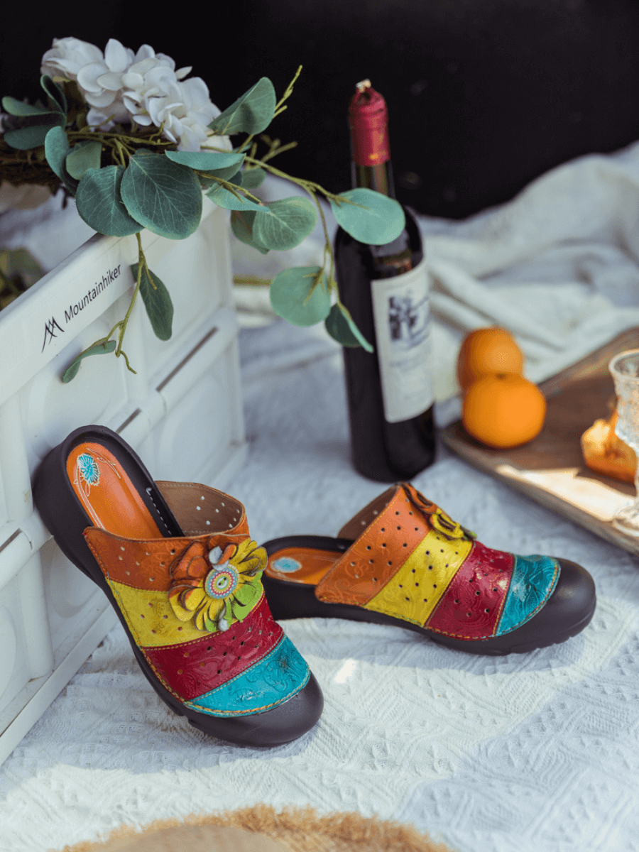 Vicconfy | RAINBOW STREAK LEATHER SANDAL