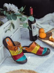 Vicconfy | RAINBOW STREAK LEATHER SANDAL
