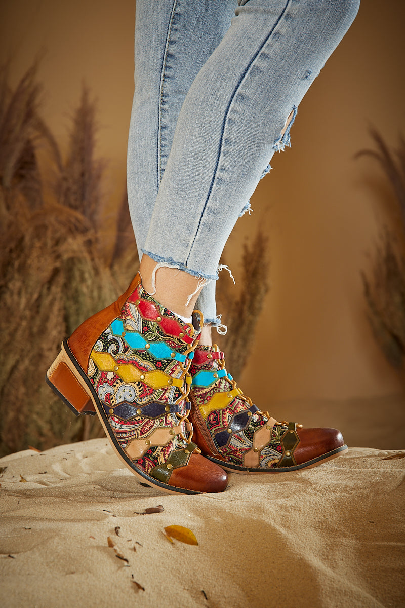 Vicconfy | Show Off Treasure Leather Ankle Boots