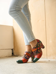 Vicconfy | Renay Canvas Jacquard Leather Pump Brogues