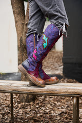 Vicconfy | Full of Whimsy Floral Embossed Leather Knee-High Boots