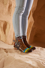 Vicconfy | Morrison Rose Embossed Leather Combat Boots