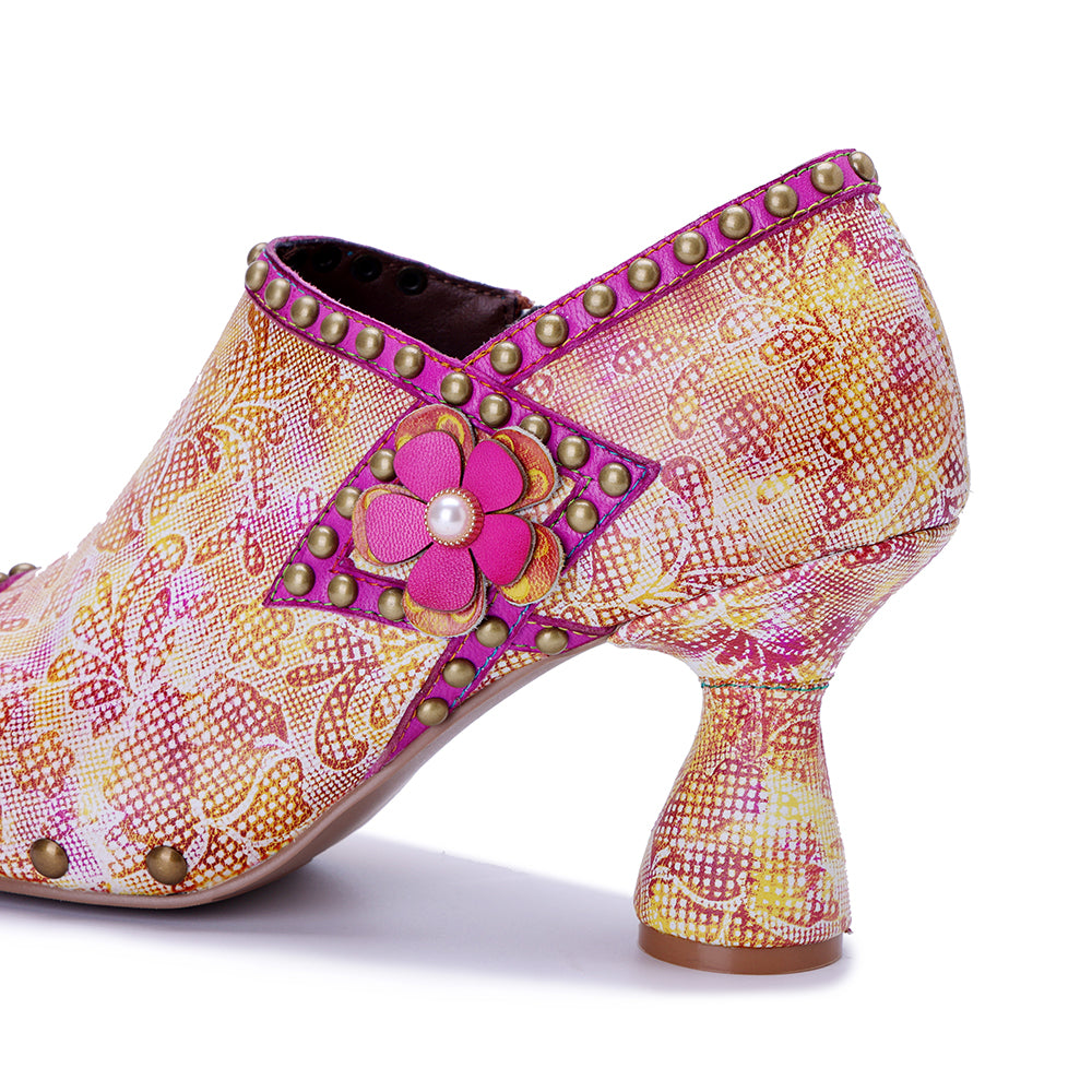 Vicconfy Pink Sweet Ethnic Heels