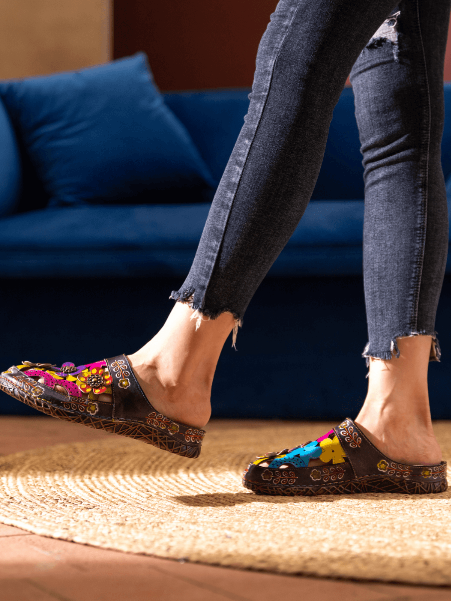 Vicconfy | BRICKELL TROPICAL CUT-OUT LEATHER SANDAL