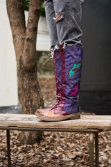 Vicconfy | Full of Whimsy Floral Embossed Leather Knee-High Boots