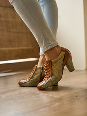 Vicconfy | Meye Vintage Canvas Rips Leather Brogues