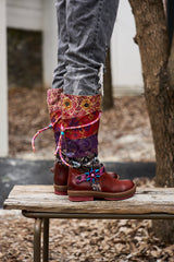 Vicconfy | Daylen Floral Embroidery Leather Knee-High Boots