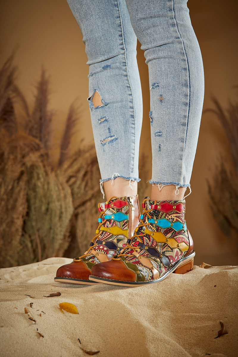 Vicconfy | Show Off Treasure Leather Ankle Boots