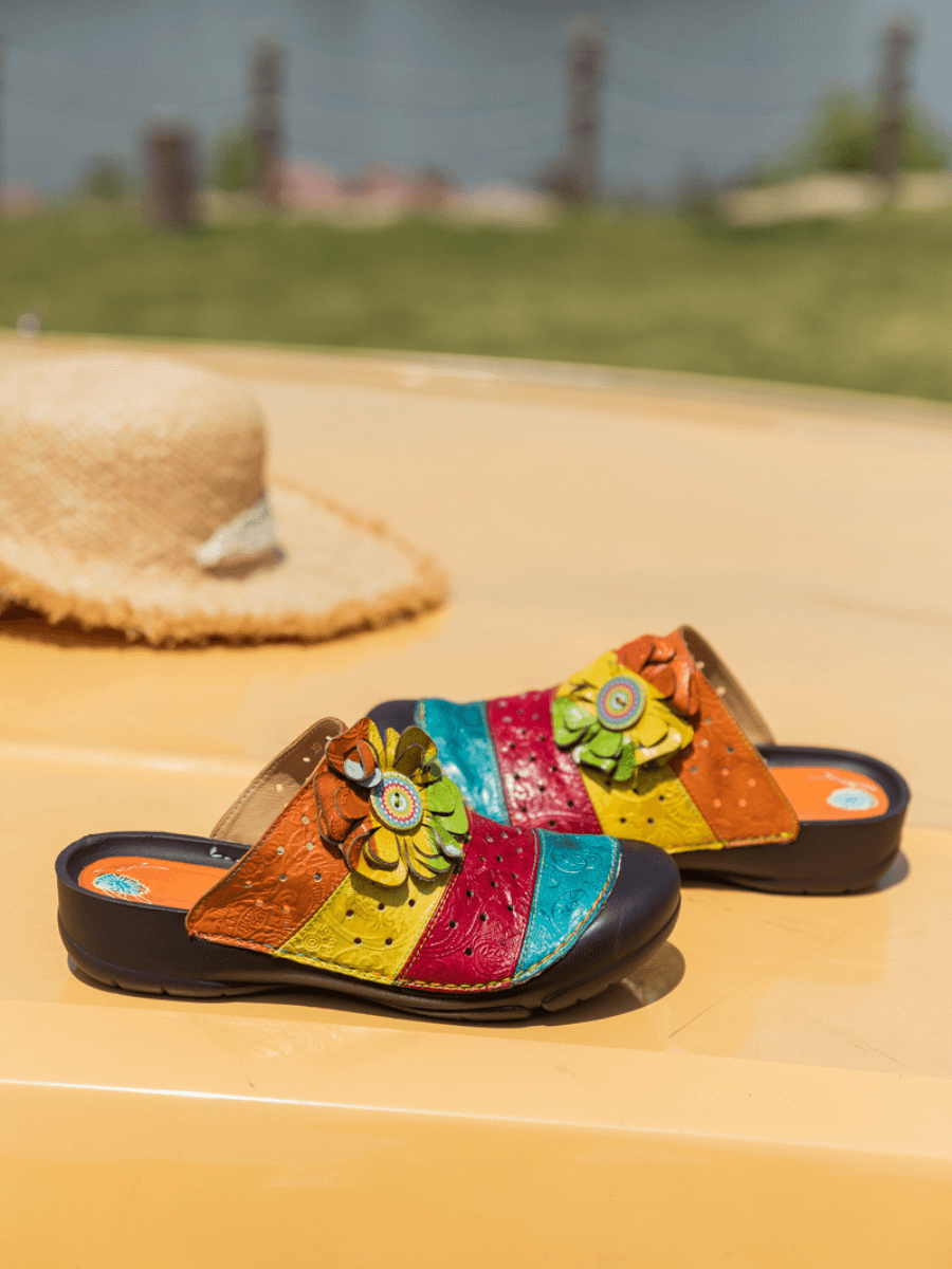 Vicconfy | RAINBOW STREAK LEATHER SANDAL
