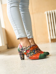 Vicconfy | Renay Canvas Jacquard Leather Pump Brogues