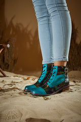 Vicconfy | Macie Glam Floral Leather Ankle Boots