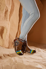 Vicconfy | Morrison Rose Embossed Leather Combat Boots