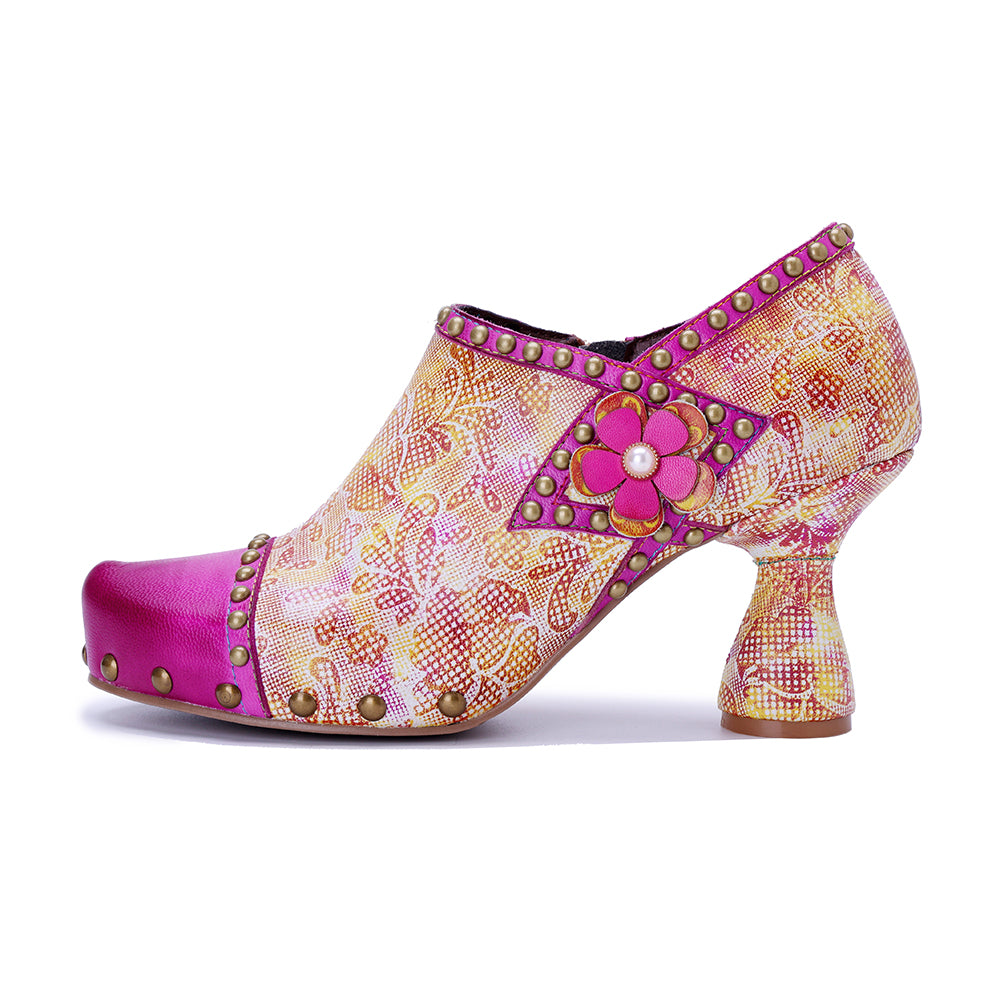 Vicconfy Pink Sweet Ethnic Heels