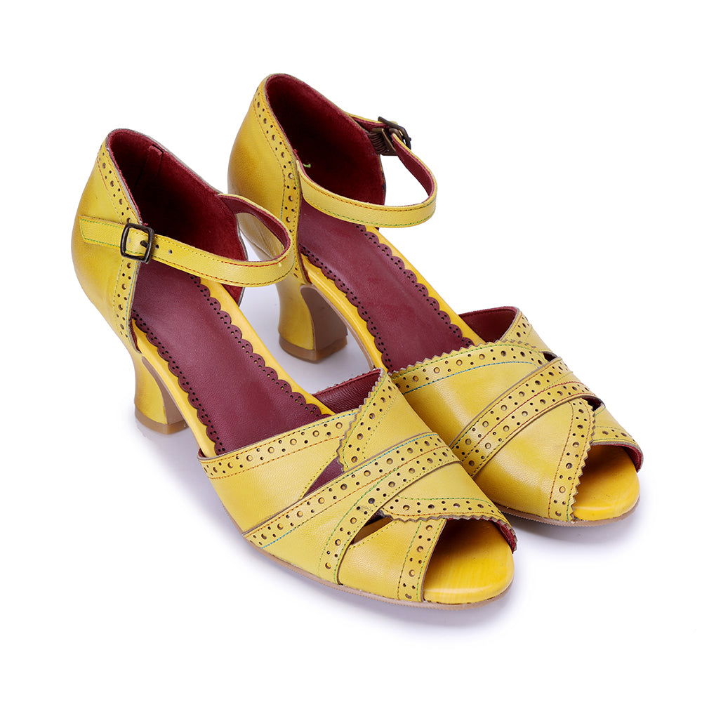 Vicconfy Wrap Embellished Cutout Leather Heeled Sandals
