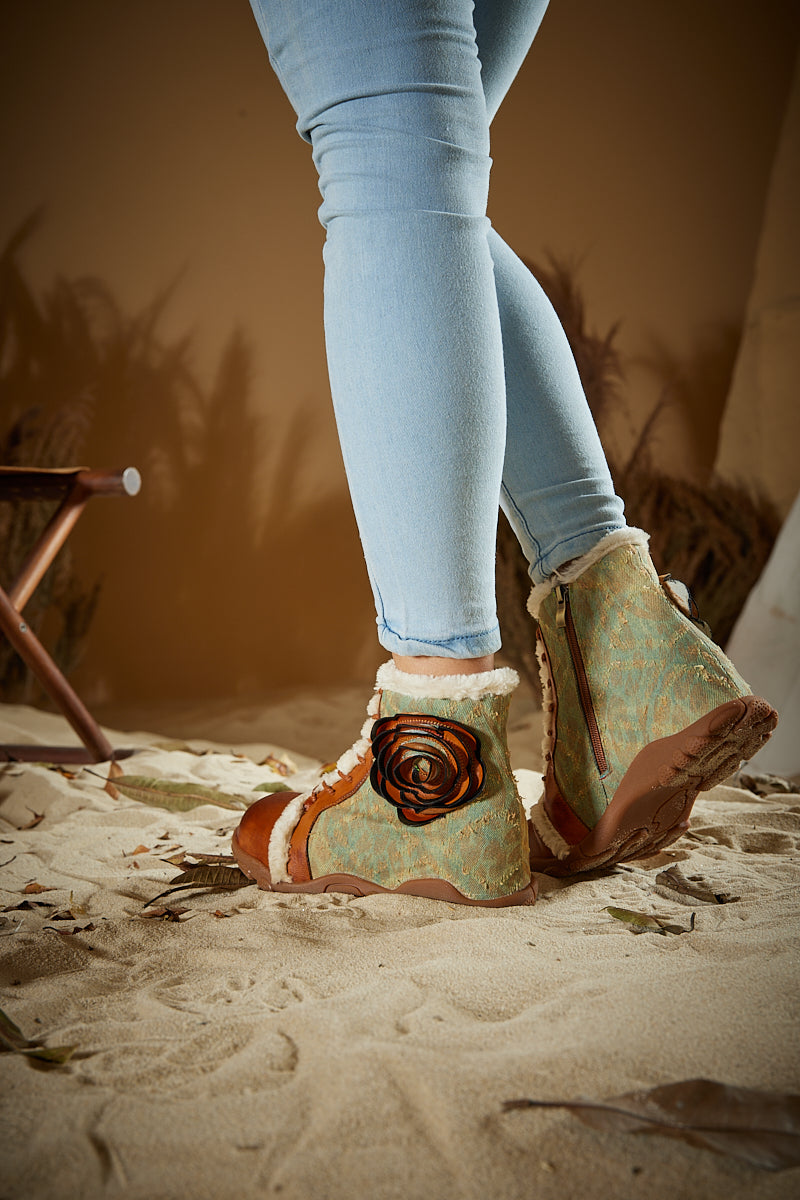 Vicconfy | Wildrose Shearling Leather Combat Boots