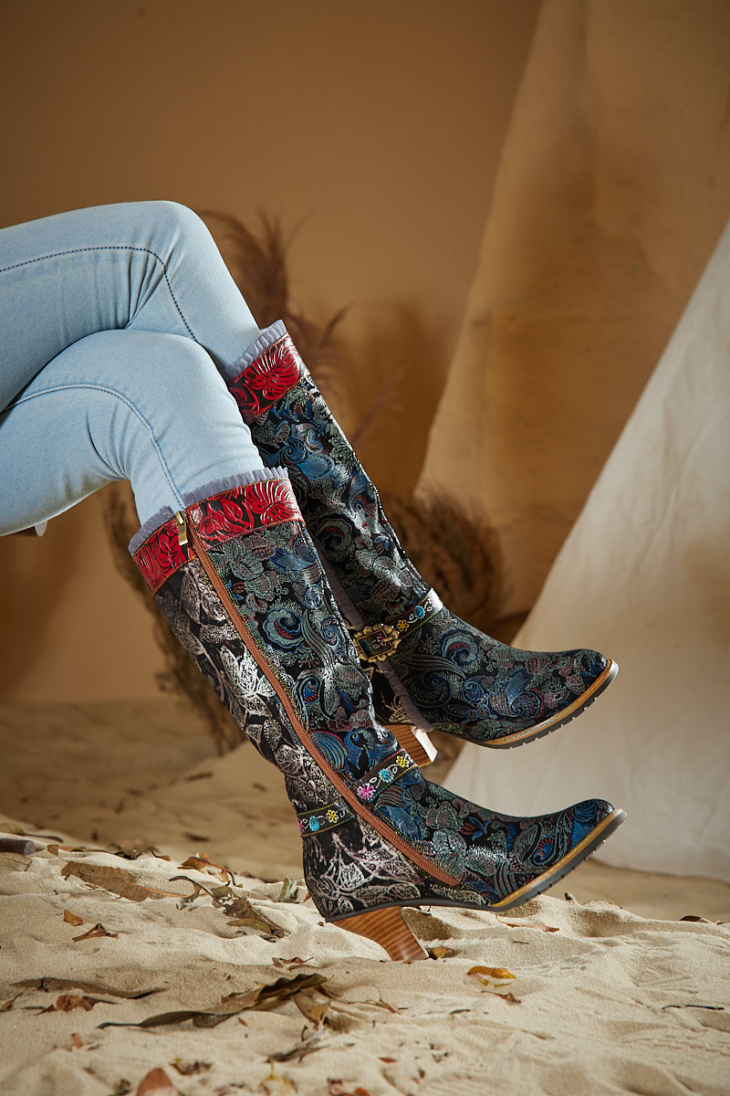 Vicconfy | Fairytale Wide Calf Leather Knee High Boots