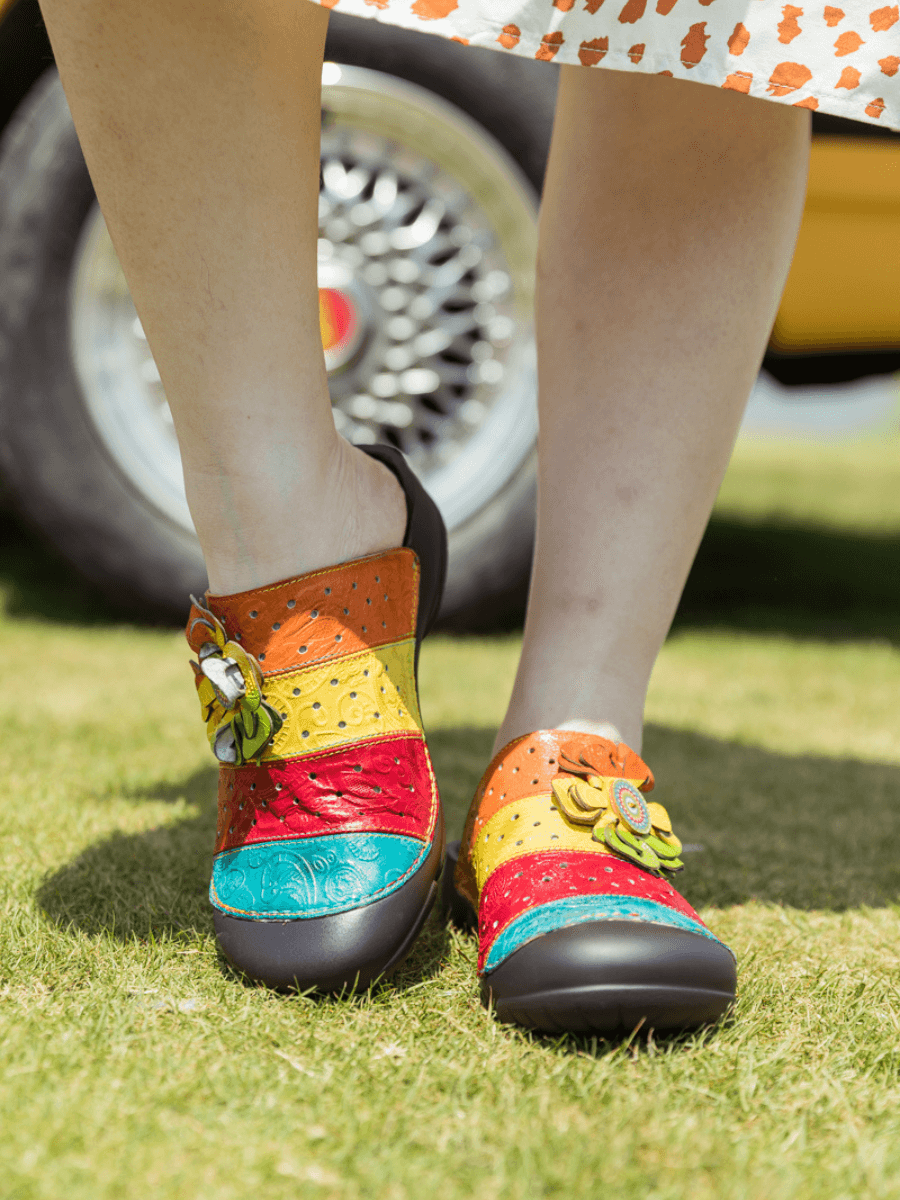 Vicconfy | RAINBOW STREAK LEATHER SANDAL