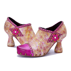 Vicconfy Pink Sweet Ethnic Heels