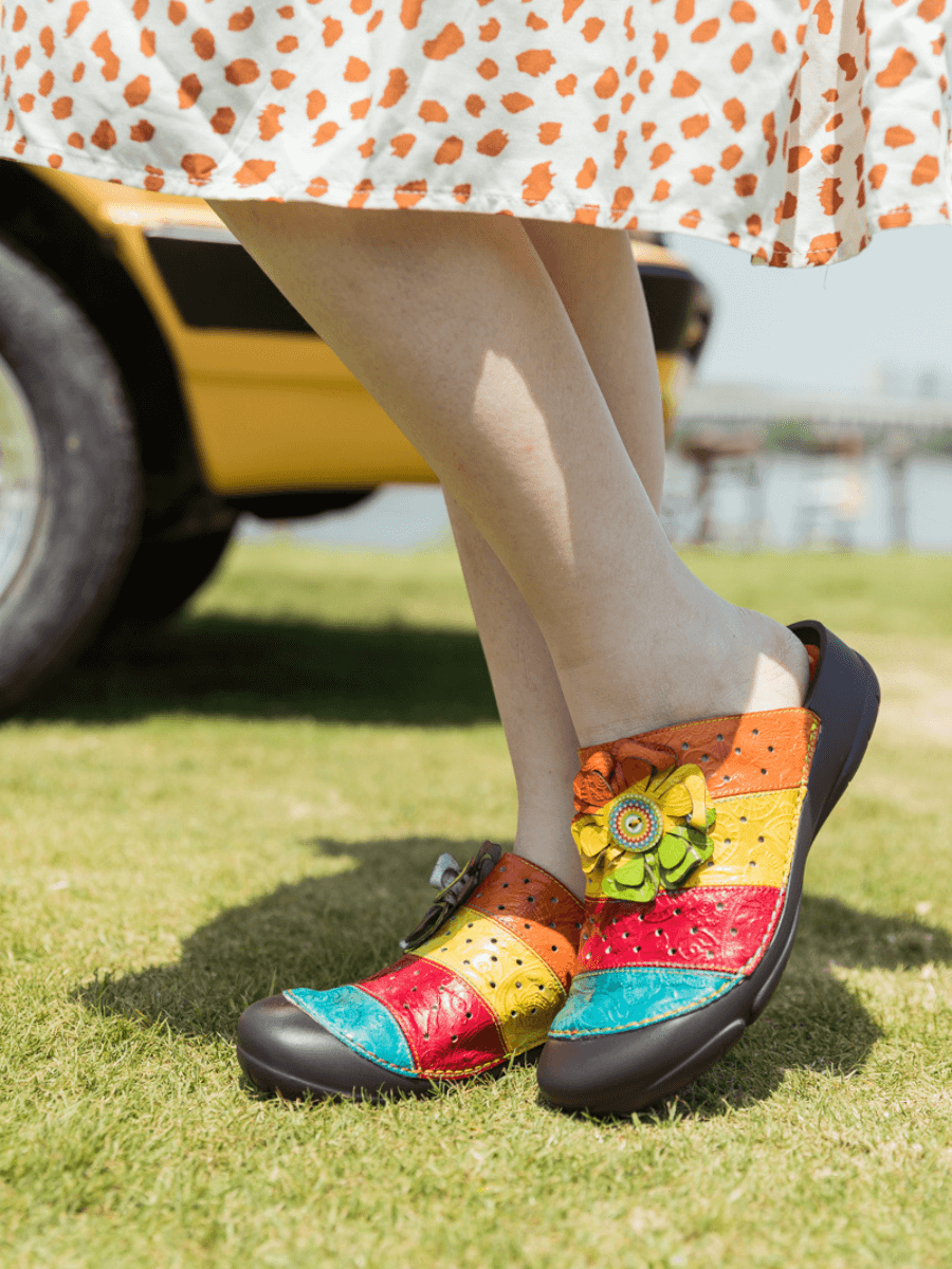 Vicconfy | RAINBOW STREAK LEATHER SANDAL