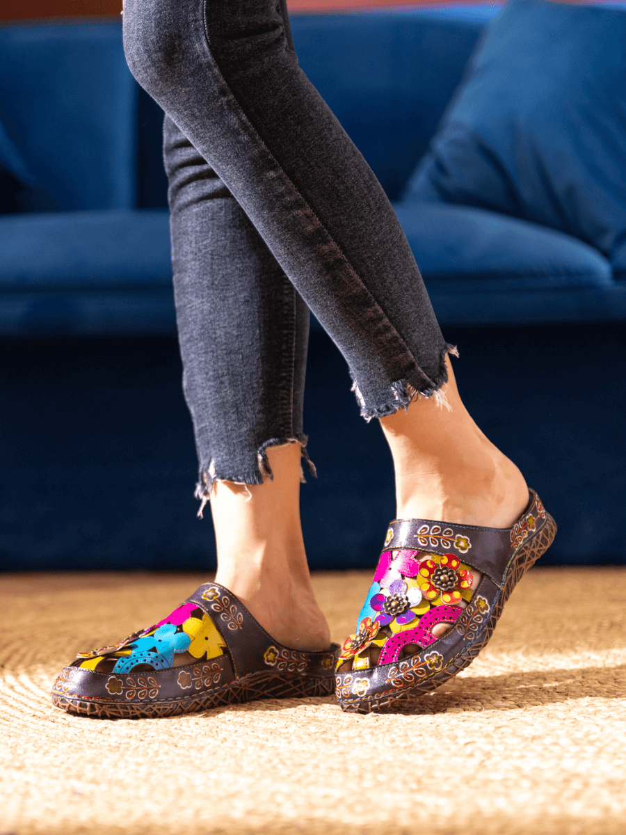 Vicconfy | BRICKELL TROPICAL CUT-OUT LEATHER SANDAL
