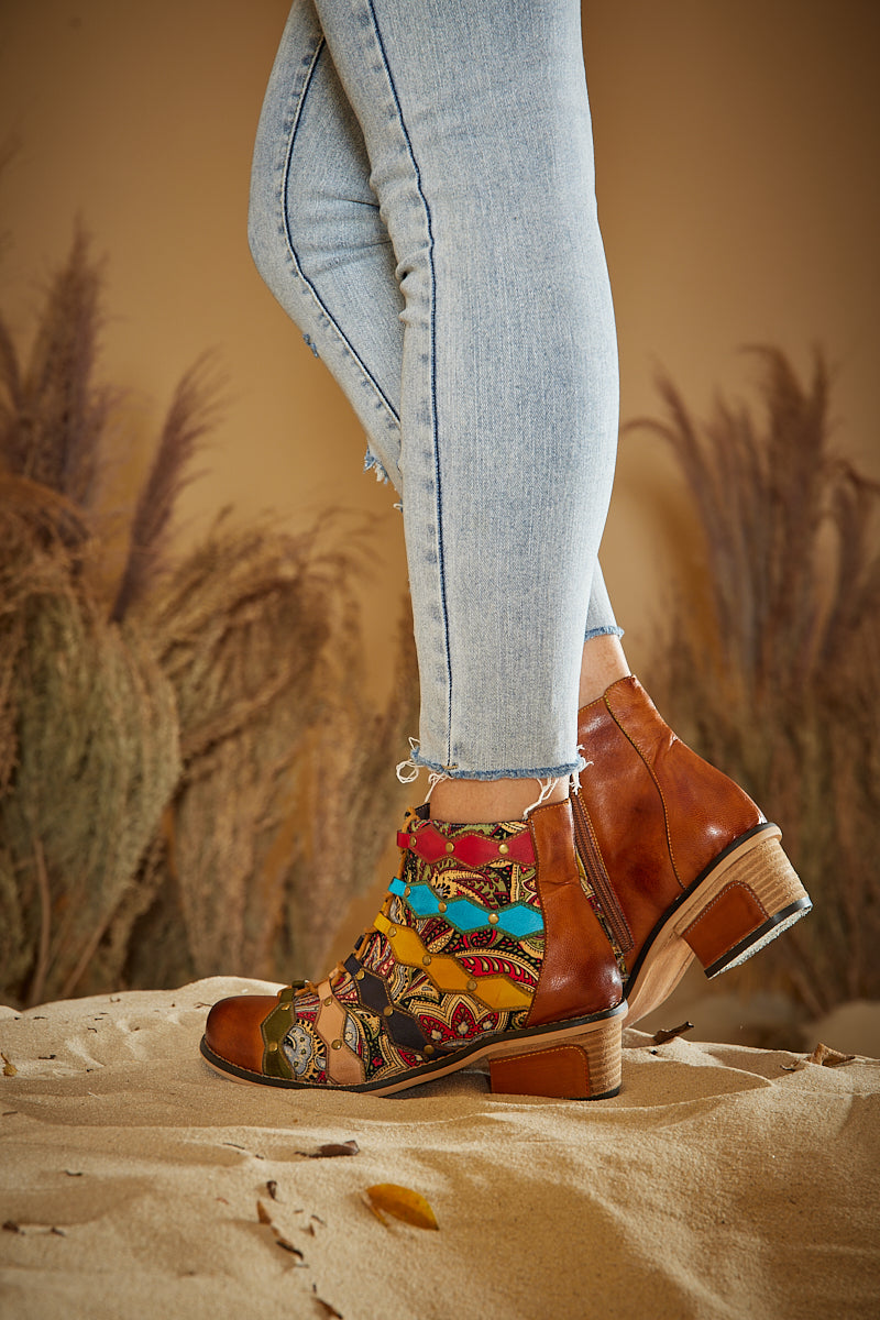 Vicconfy | Show Off Treasure Leather Ankle Boots