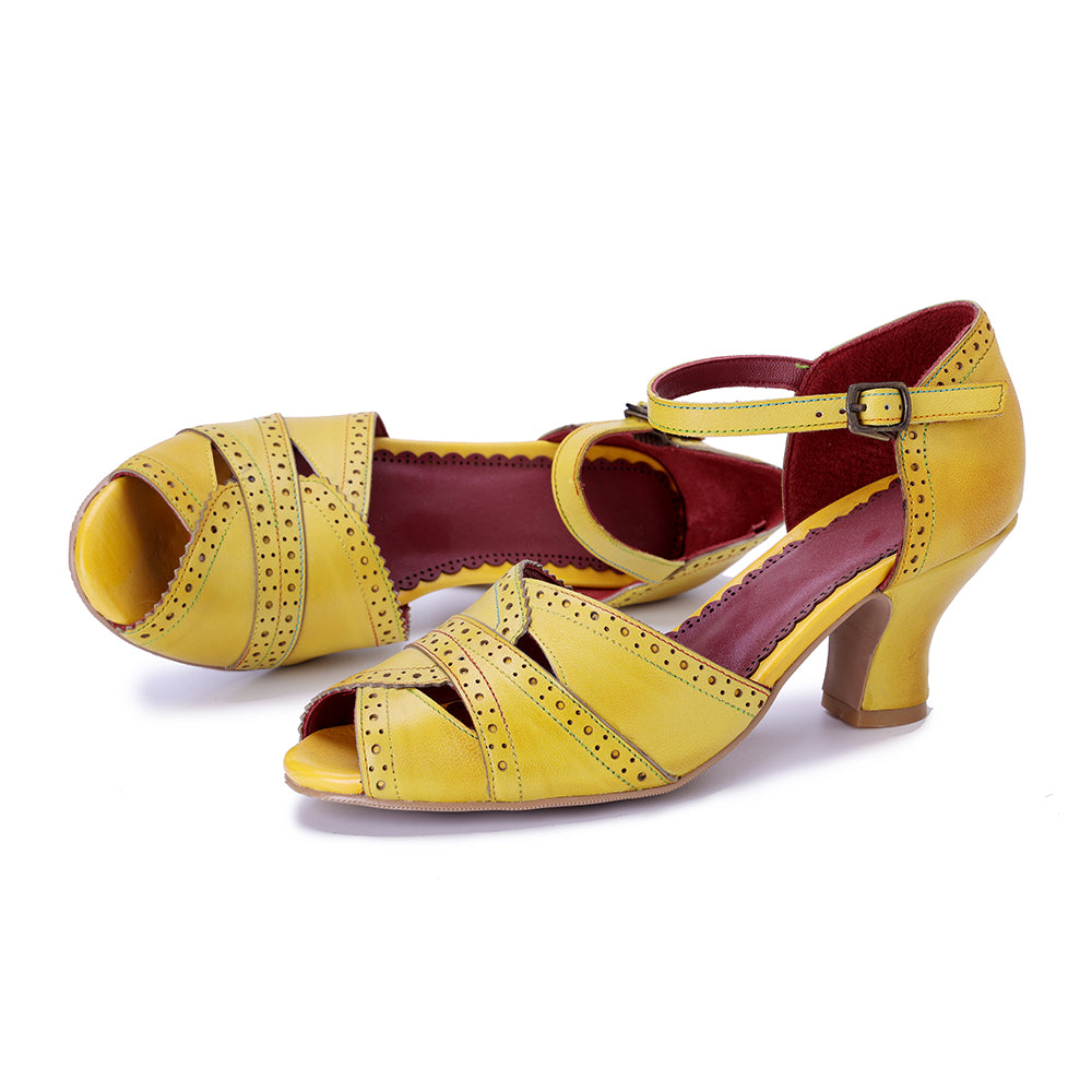 Vicconfy Wrap Embellished Cutout Leather Heeled Sandals