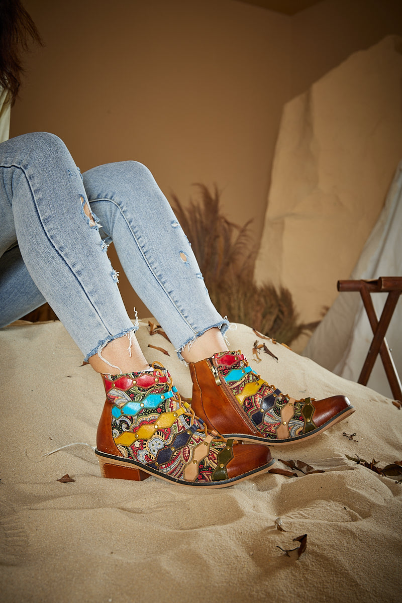 Vicconfy | Show Off Treasure Leather Ankle Boots