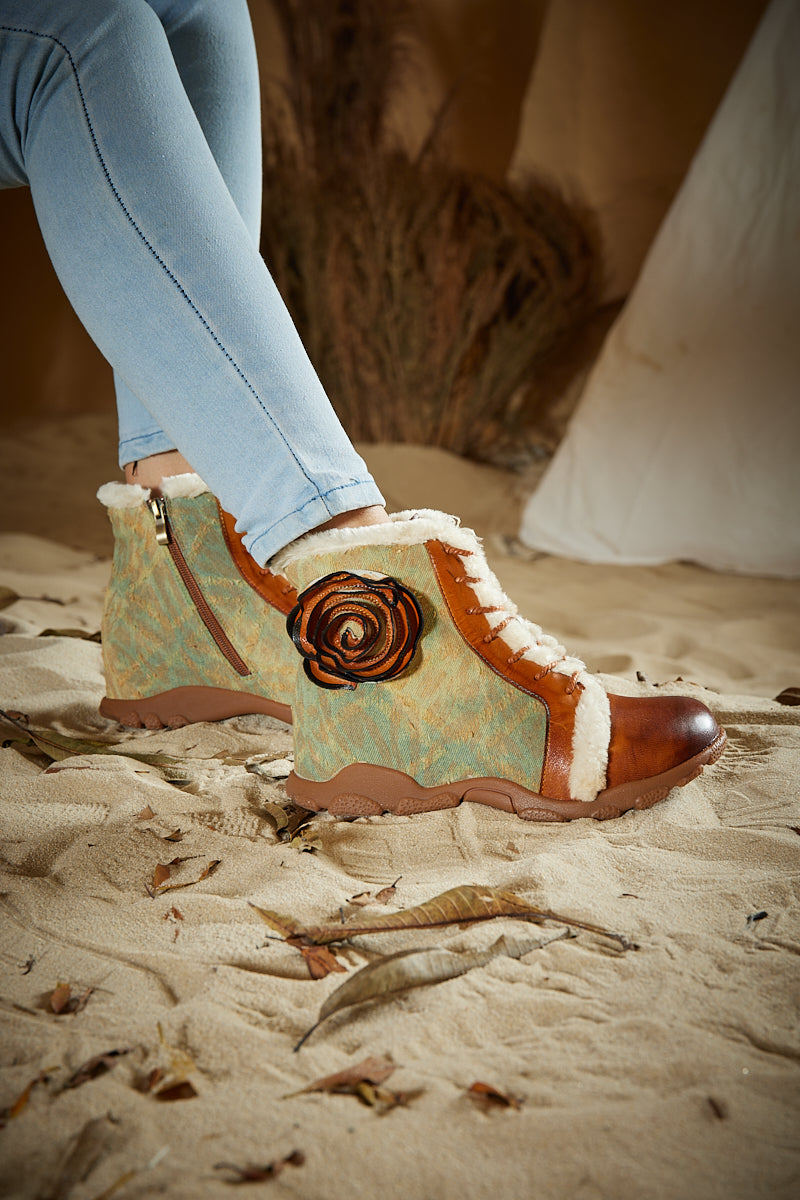 Vicconfy | Wildrose Shearling Leather Combat Boots