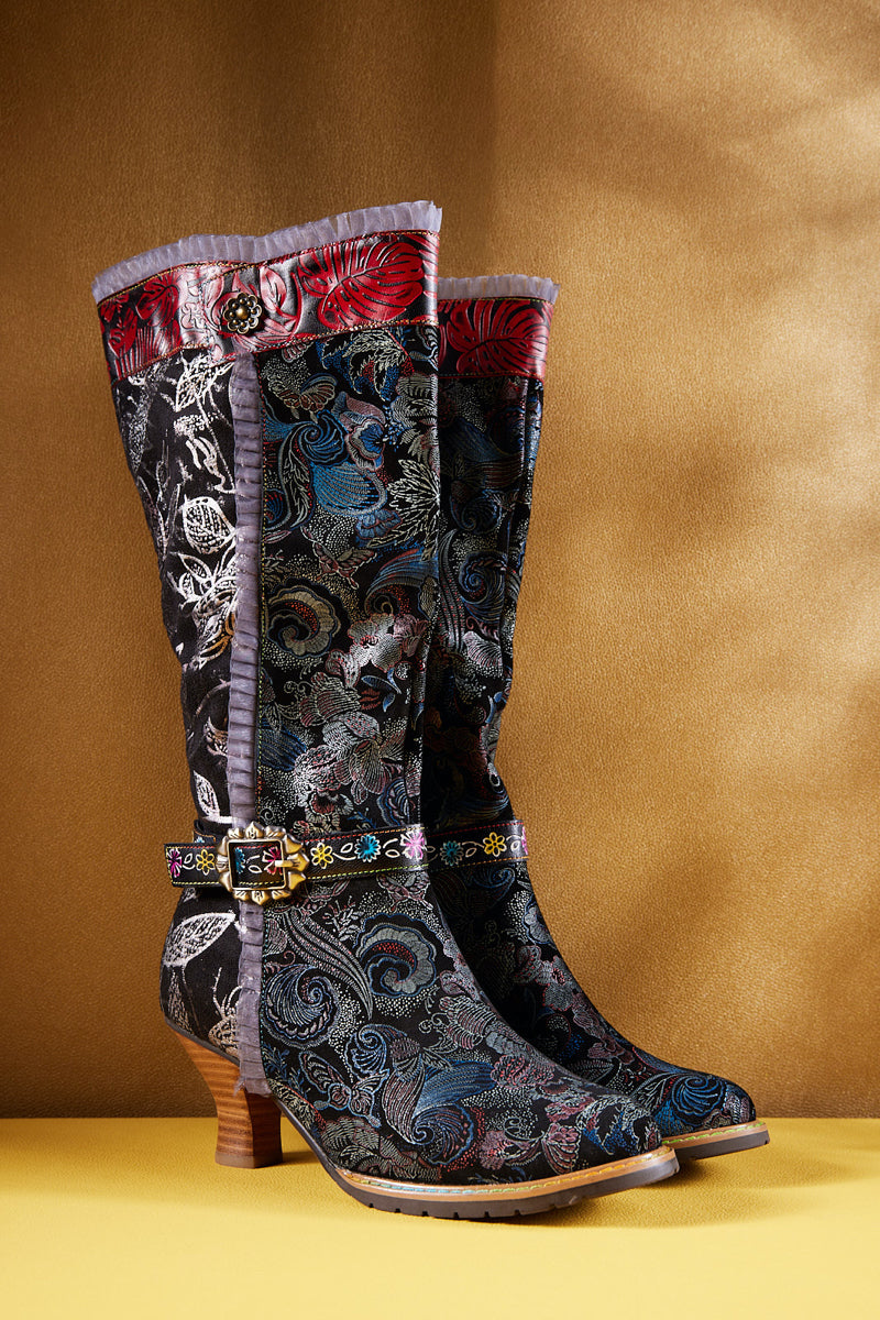 Vicconfy | Fairytale Wide Calf Leather Knee High Boots